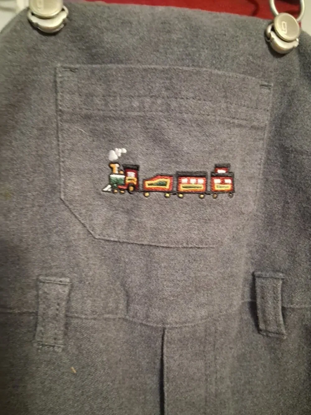 Vintage Gymboree Train Overalls Grey Flannel 12-18 Months Warm